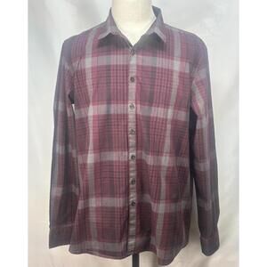 Marc Anthony Stretch Slim Fit Flannel Button Up Red Men's XL